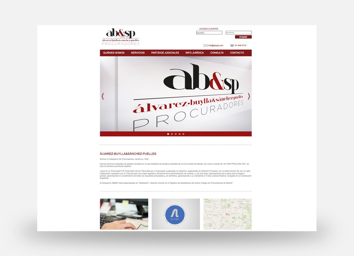 Página web de AB&SP Procuradores diseñada por Com2gether