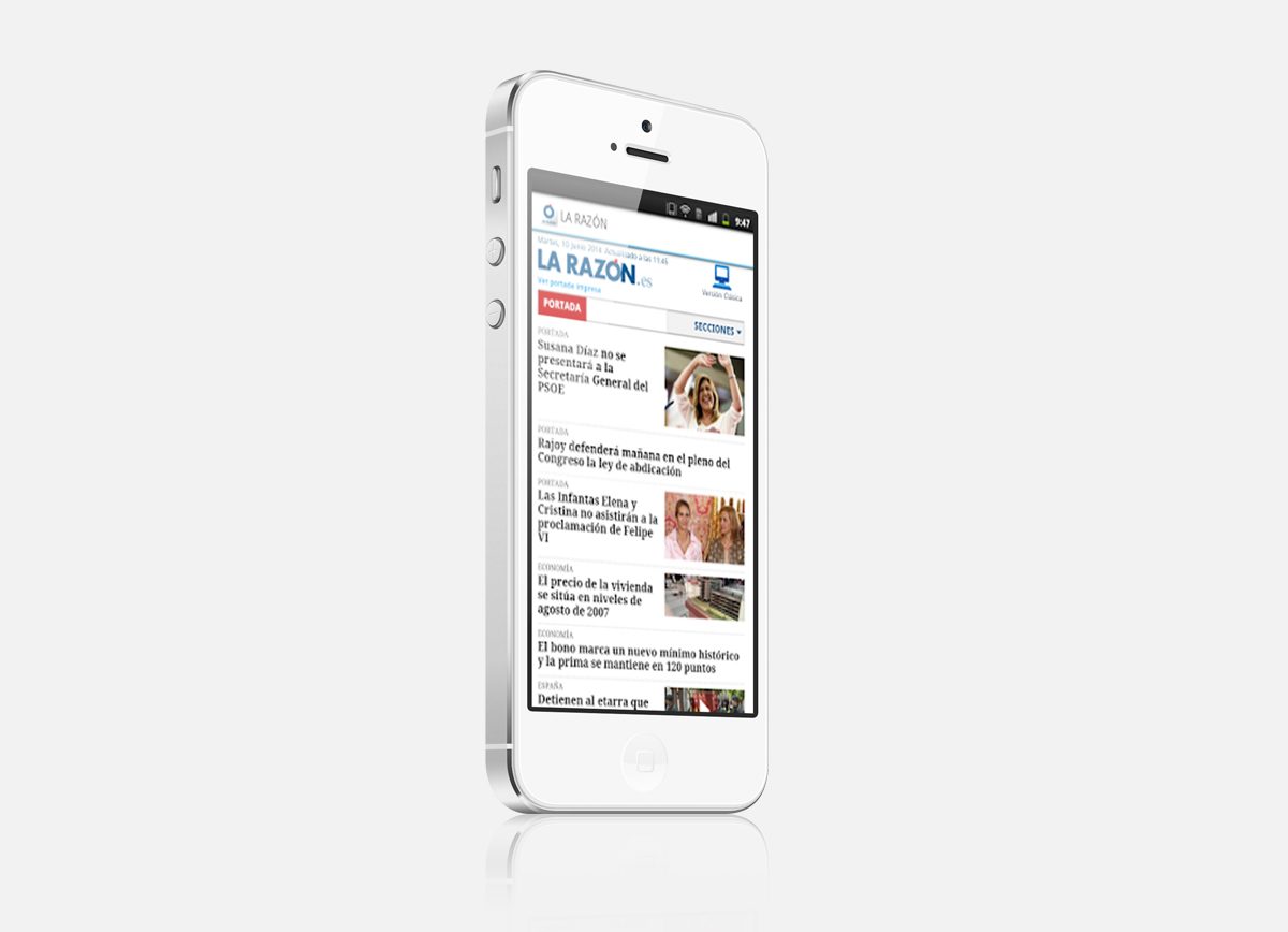 Aplicación del periódico La Razón versión Android e IOS para smartphones y tablets