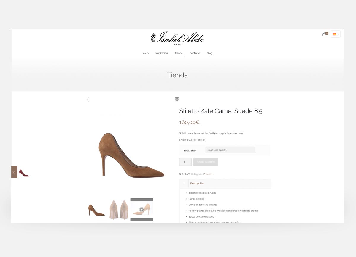 Página web y tienda online de la diseñadora de zapatos Isabel Abdo creada por Com2gether